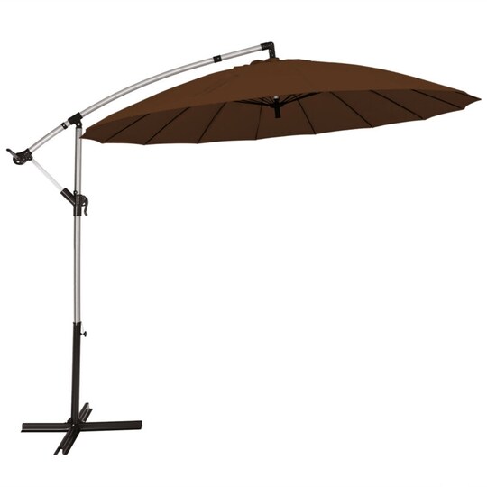 10 hanging patio umbrella brown colors Costway 10' Thatched Cantilever Offset w/ Cross Base 55647563 New poolside lounging HOMLUX 10' Patio Umbrella in